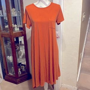 NWT Small Lularoe Carly hi Lo swing dress-light rust brown dress